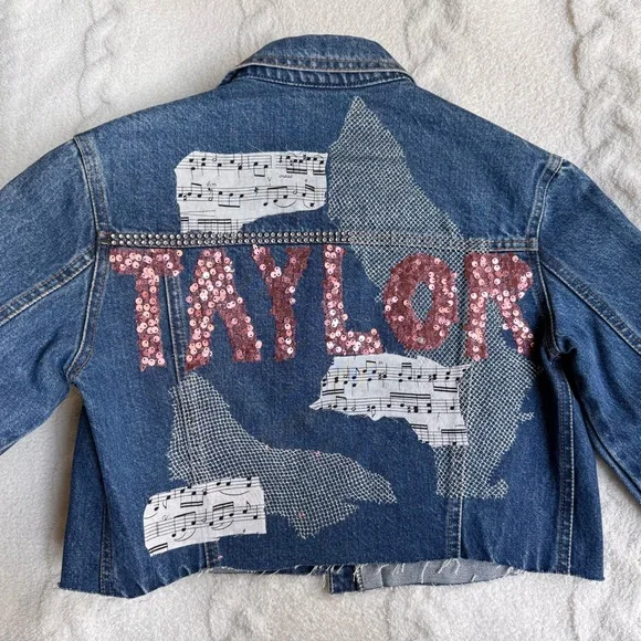 Custom Taylor Swift Embellished Denim Jacket - Picture 3 of 5